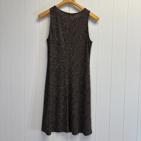 Vintage Van Tisse Womens Swirly Abstract Artsy Midi Dress Size L Stretchy 90s - Picture 2 of 6